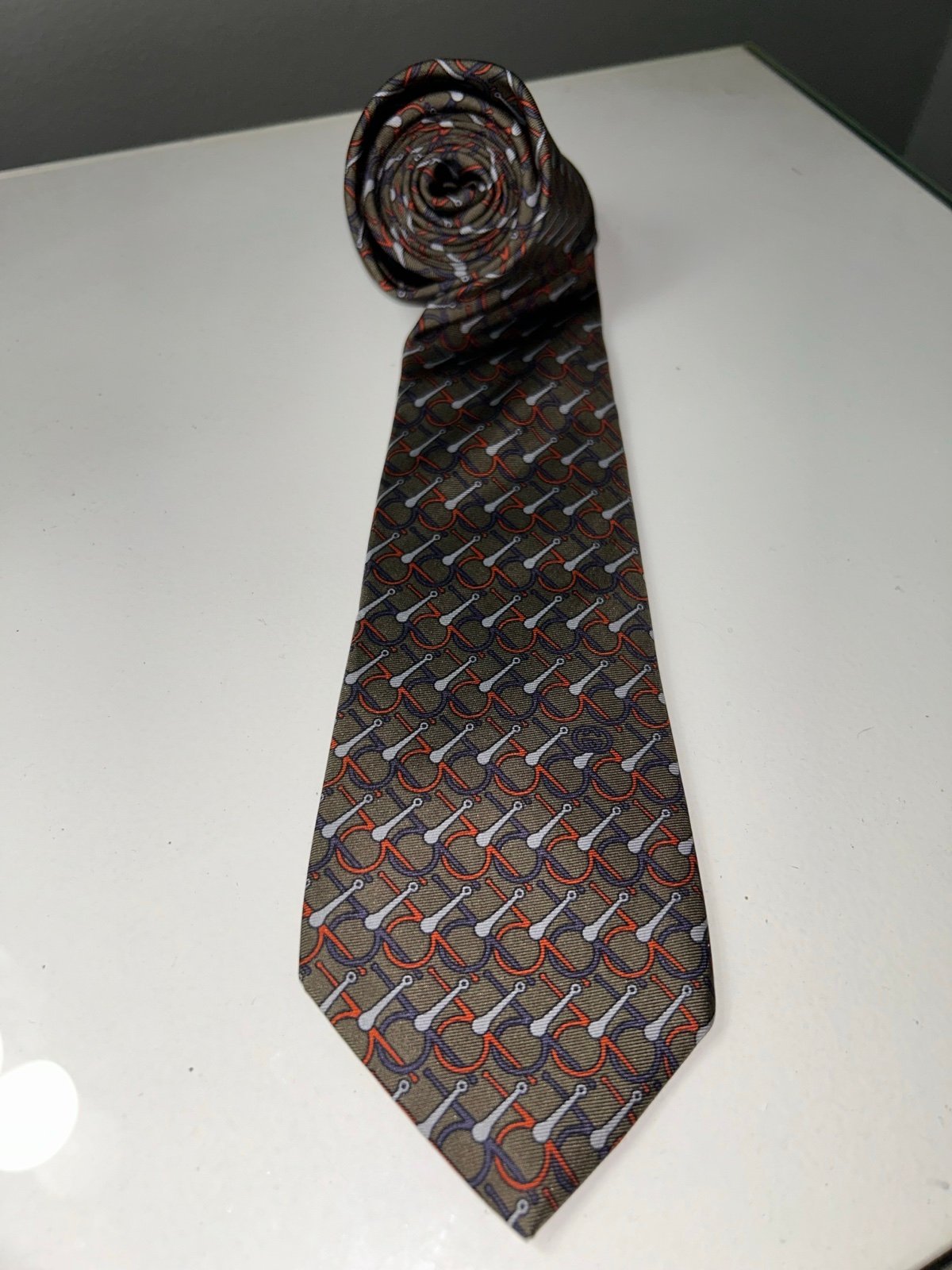 Vintage Gucci Brown Red & Blue Men’s Silk Neck Tie