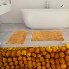 Yellow Gold chenille noodle rug set