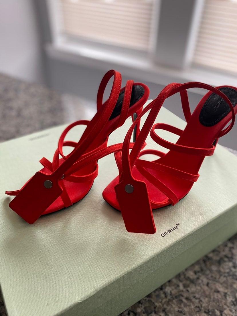 Burnt orange off white heels