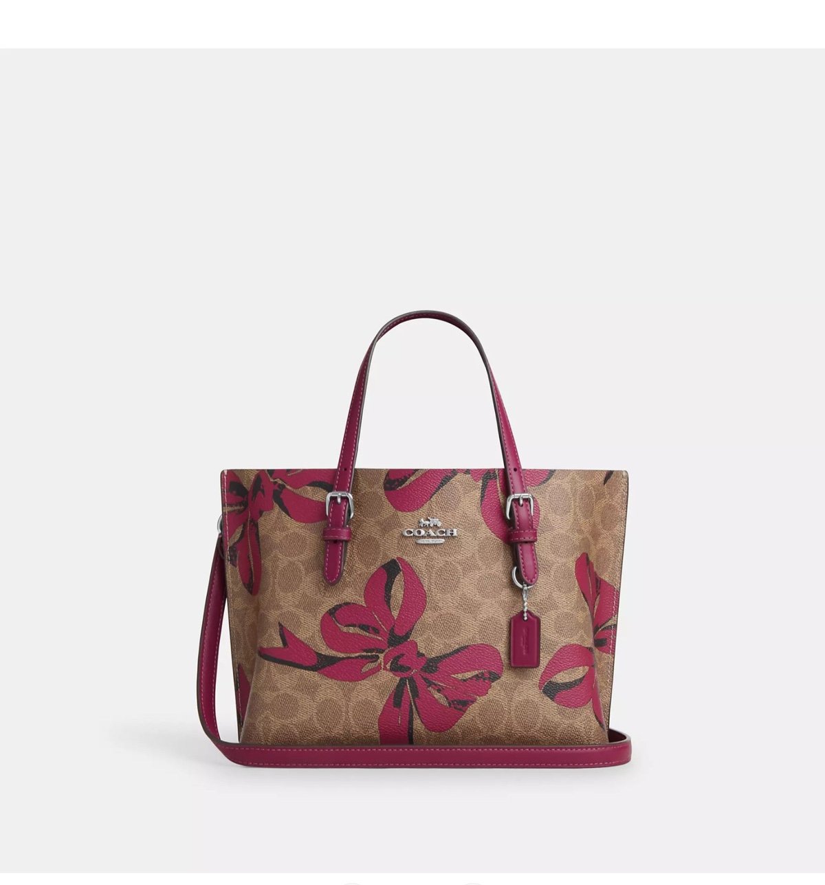 ❤️❤️ Coach Mollie Tote Bag 25 In Signature Canvas With Bow Print gift receipt in