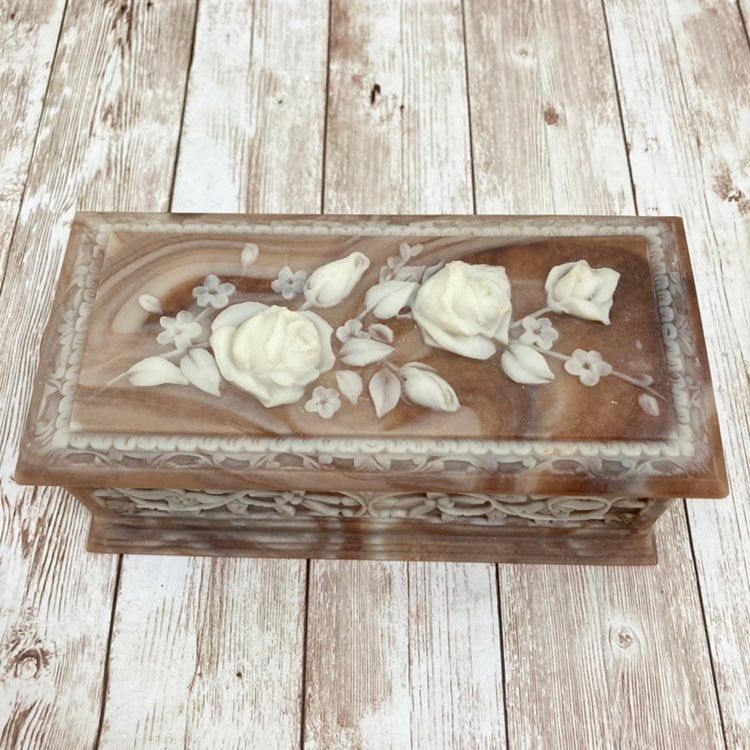 Vintage Avondale Crushed Glass Jewelry Trinket Box