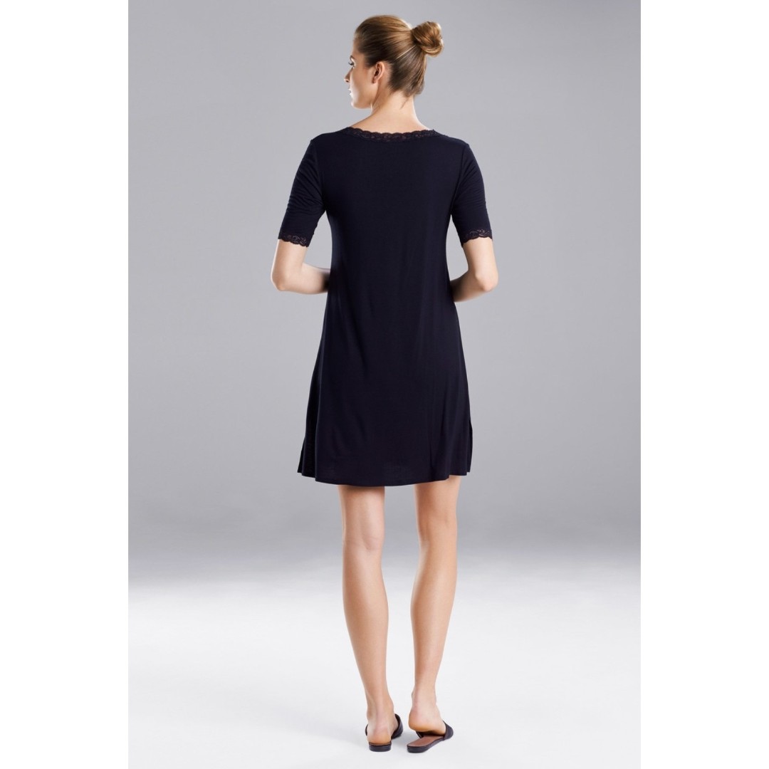 Natori FEATHERS ESSENTIALS SLEEPSHIRT WITH LACE XL New Black Soft Jersey Cool
