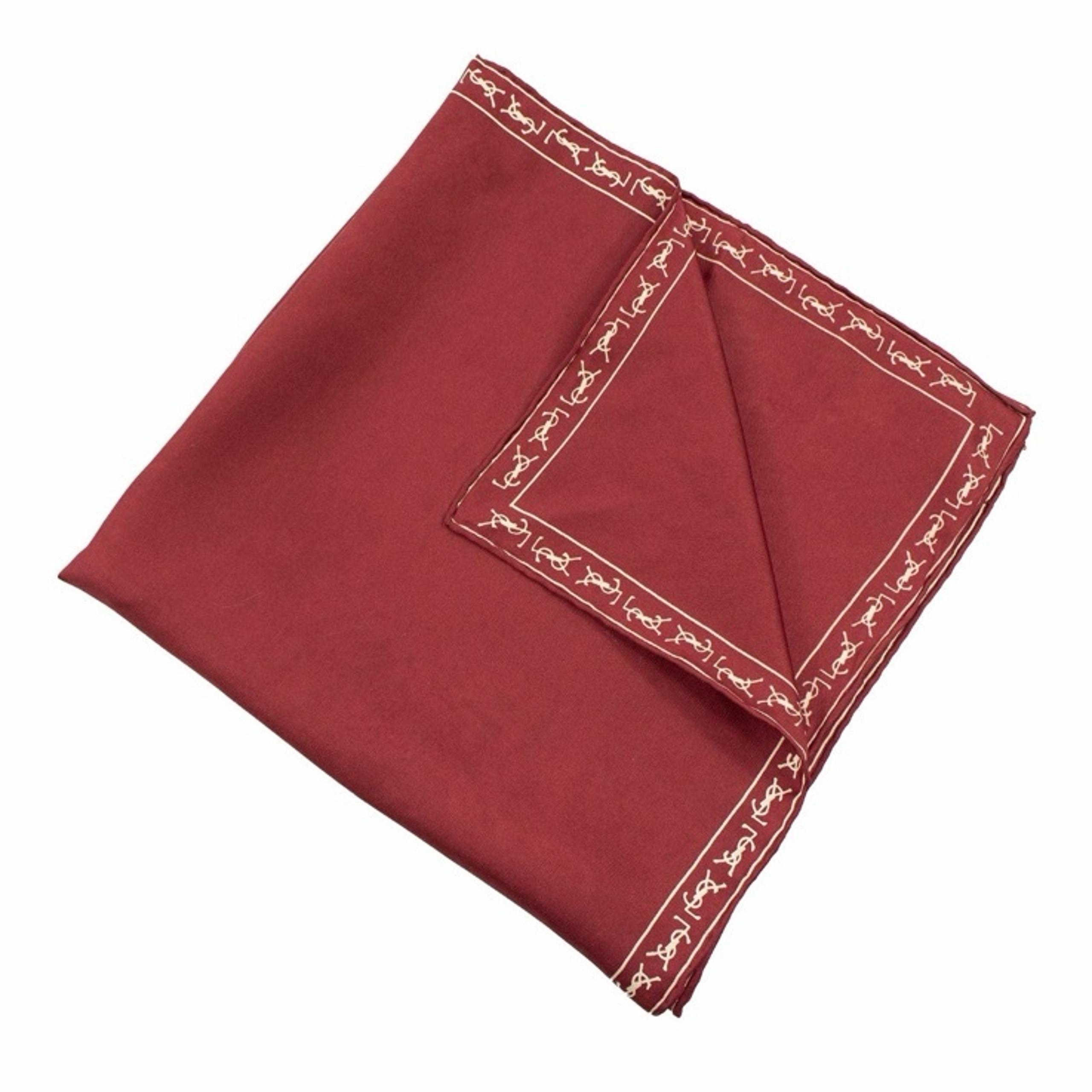 Yves Saint Laurent Wine Allover Bordered Hand Rolled Scarf