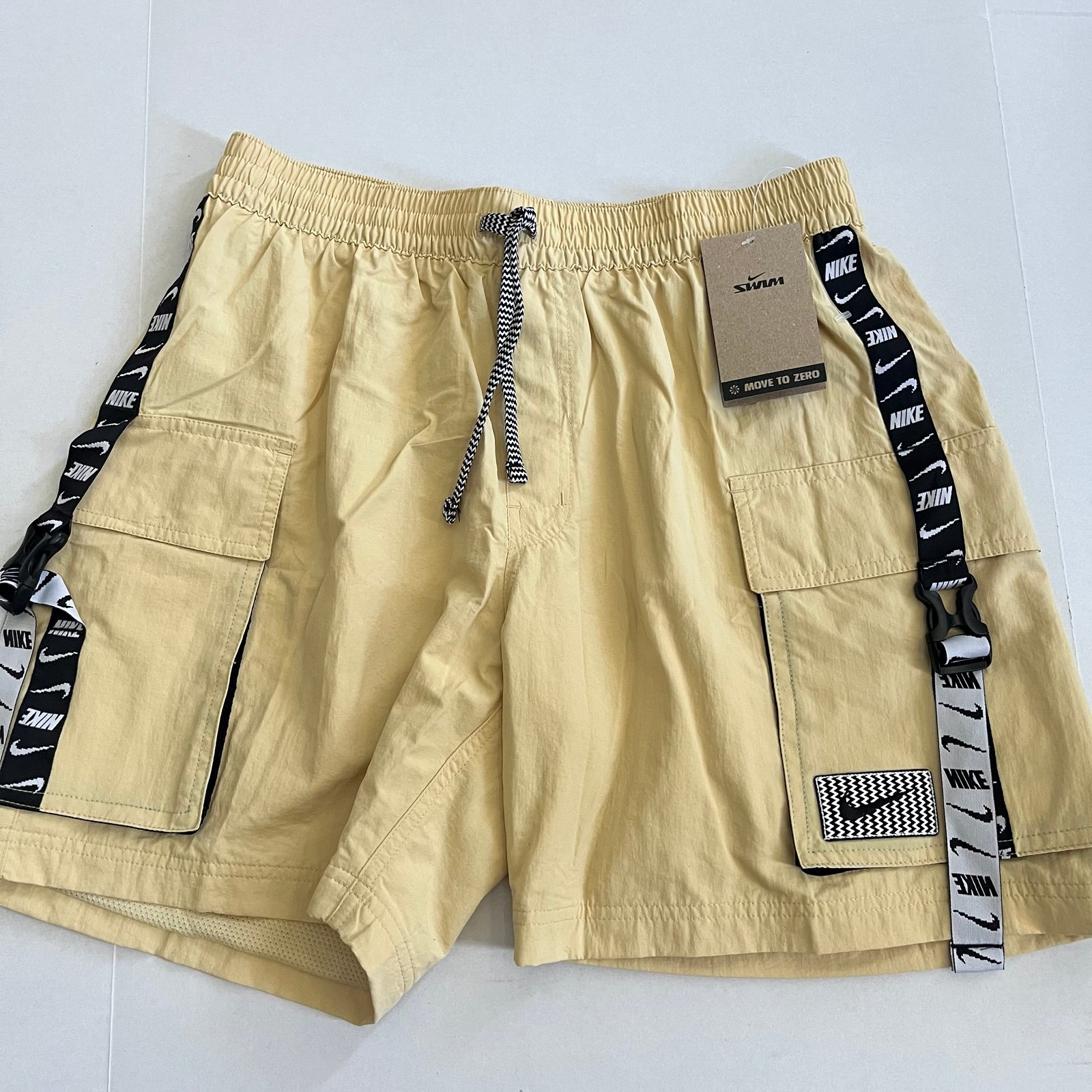 Nike Swim Mens 7 Logo Tape Cargo Trunks Team Gold Sz Medium