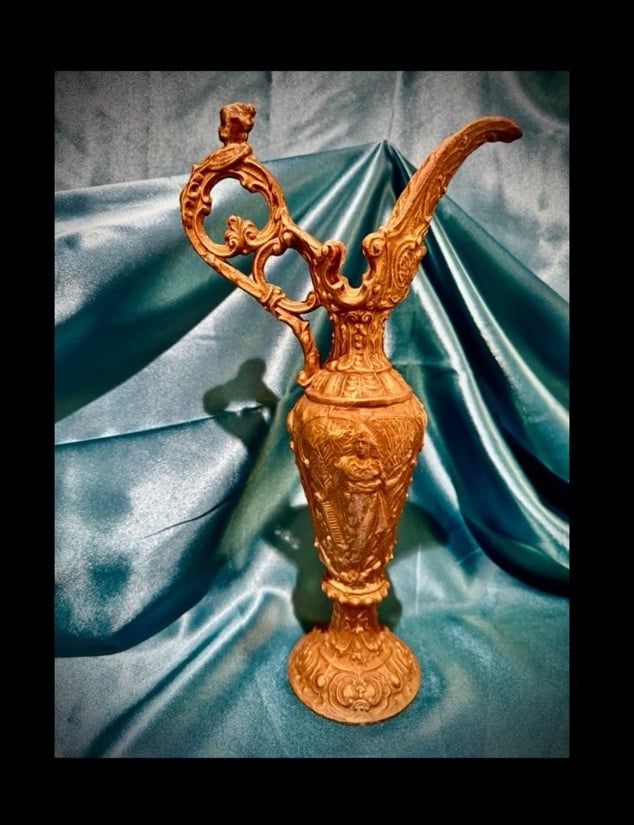 Vintage Replacement Spelter Ornate Caduceus Cherub Angel Handle Ewer 13