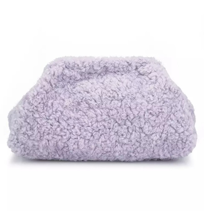 COS Teddy Fleece Oversized Framed Clutch Lilac Teddy Clutch