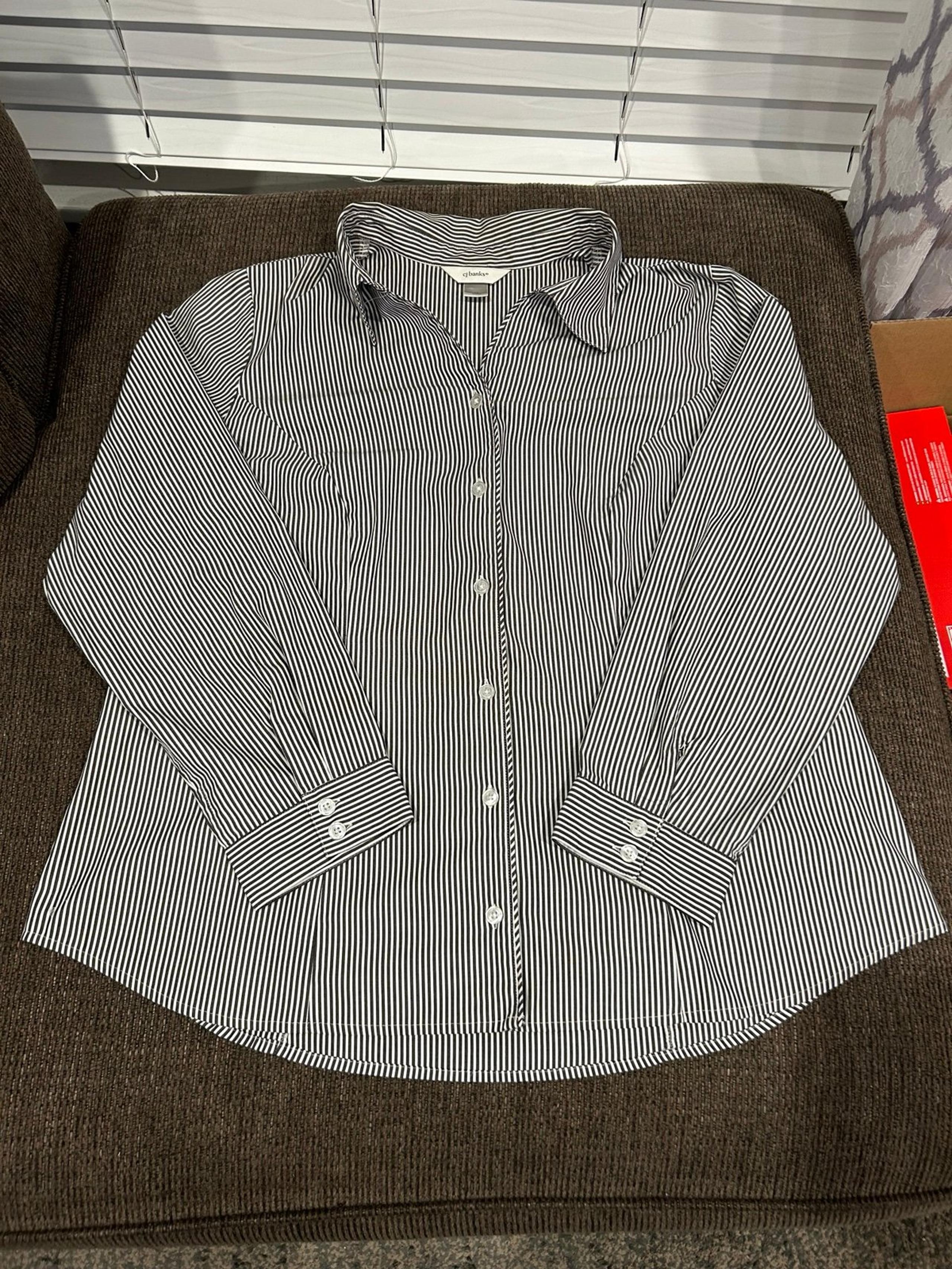 CJ Banks Pinstripe Button Down Shirt