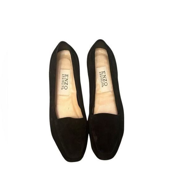Enzo Angiolini Lafayette Loafers Black Suede Flats Slip On Size 7M Women’s
