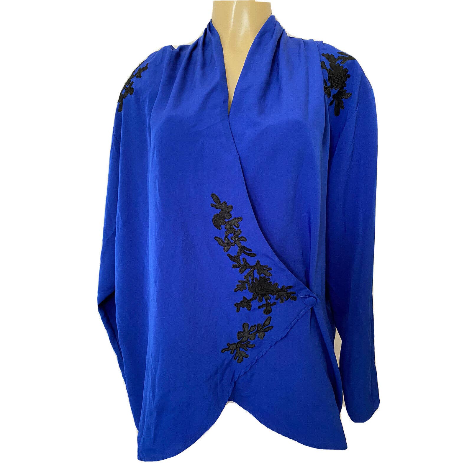 Victoria's Secret Gold Label Blazer Jacket Blue Black Long Sleeve Button VTG L