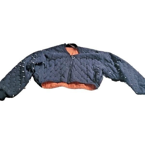 Oversize Studded Cropped Canvas Jacket Bitching and Junkfood Sz S fits like L