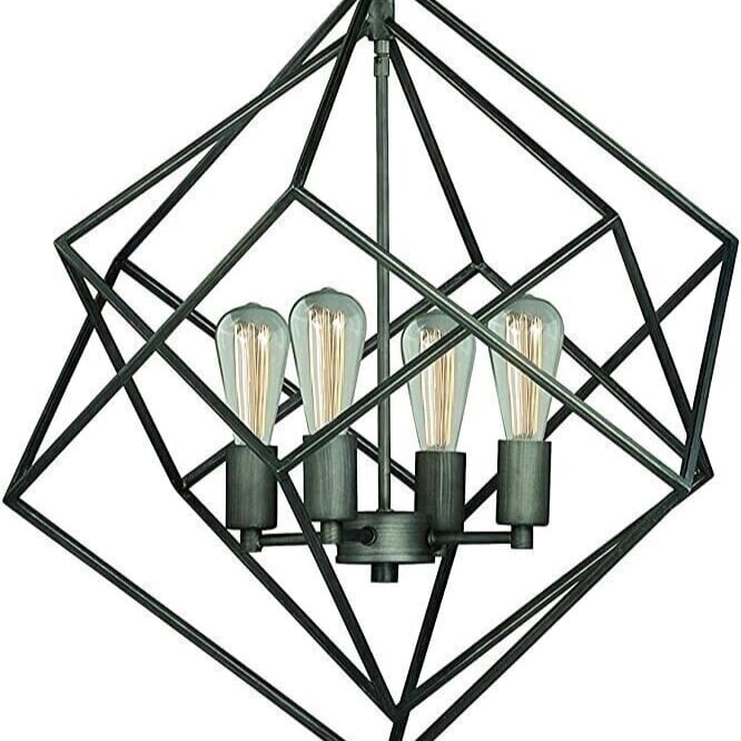 VAXCEL P0187 Rad 4 Light Pendant Chandelier Warm Pewter - NEW IN BOX!