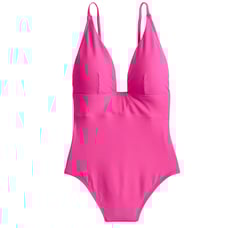 J.Crew Deep V-neck French One-Piece Swimsuit Pink 24 NEW