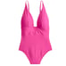 J.Crew Deep V-neck French One-Piece Swimsuit Pink 24 NEW