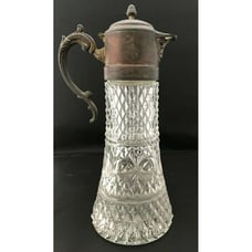 antique pitcher cut crystal with silver plate top