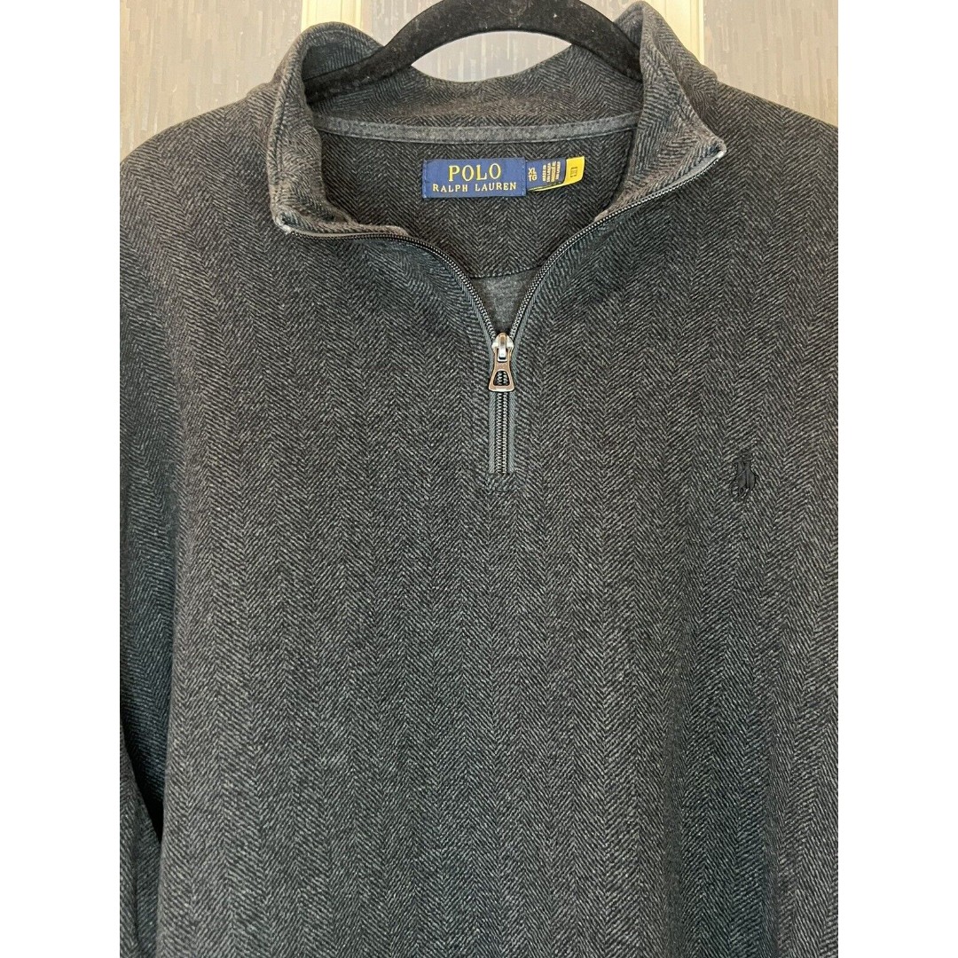 Polo Ralph Lauren Sweater Half-Zip Jersey Pullover Grey Herringbone XL 125