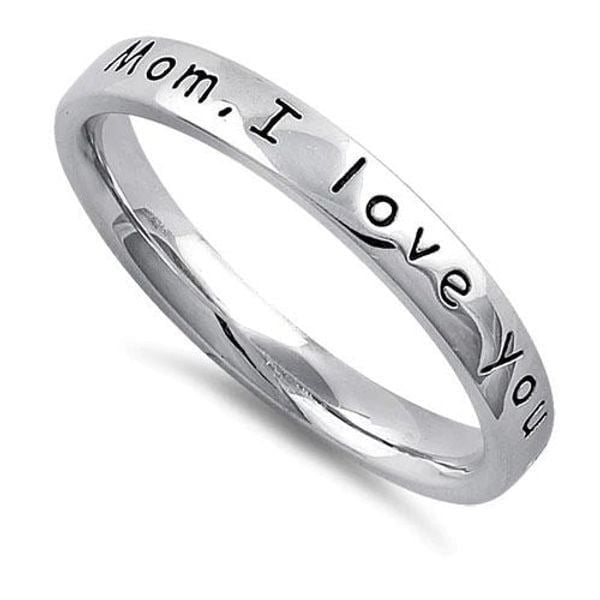 Solid Sterling Silver Mom, I love you with all my heart Ring Size 10 New