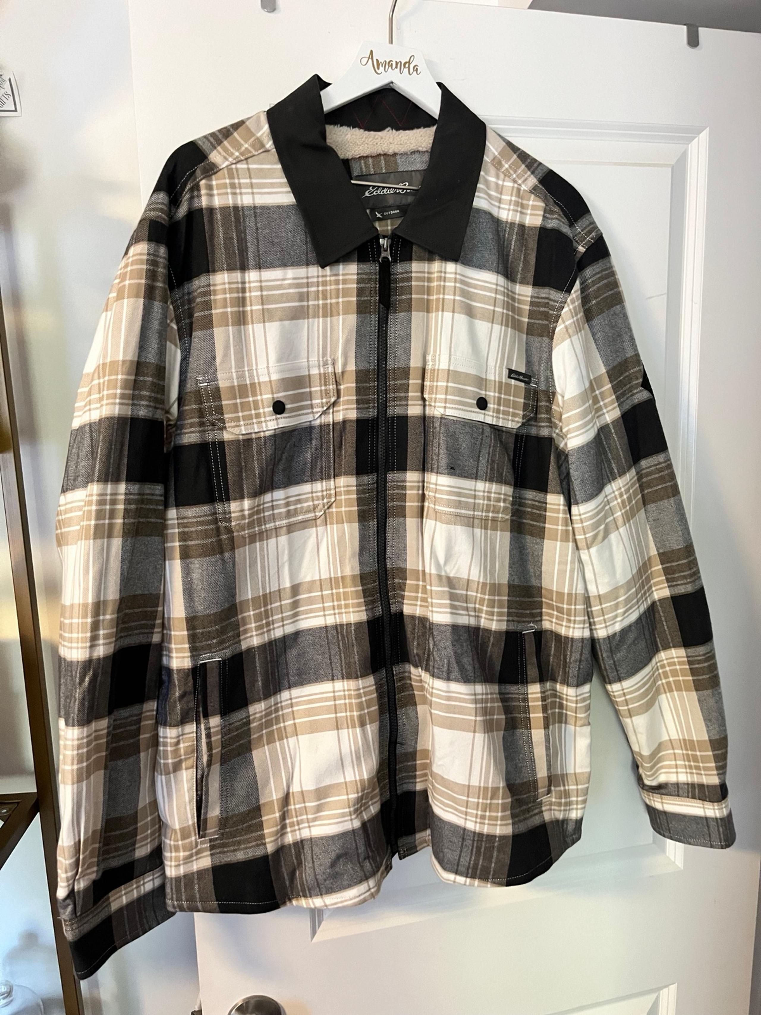 Eddie Bauer Men’s Sherpa Lined Flannel Ski Jacket Sz XL