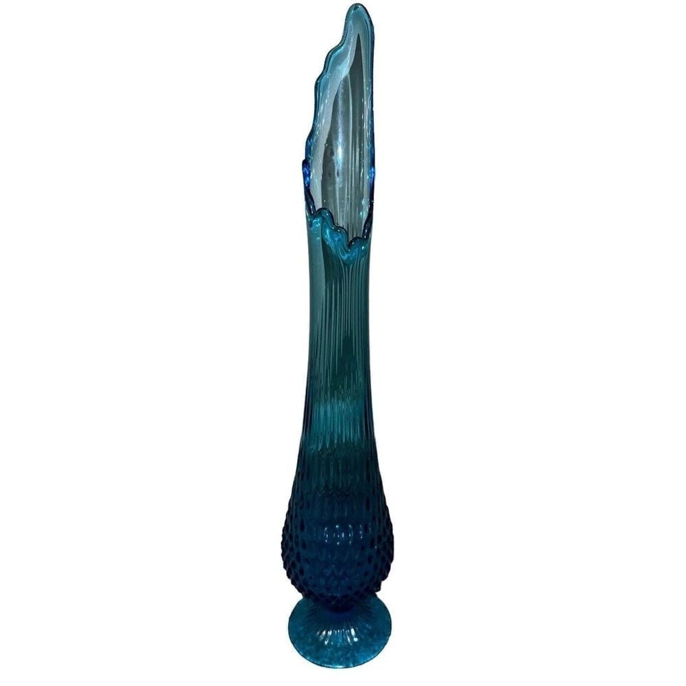 Sapphire Blue Fenton Swung Vase Hobnail Vintage Pedestal Art Glass Beautiful