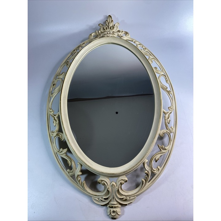 Vtg 1962 Syroco Gold Oval Acrylic Mirror Cream Gold French Provincial 29 x 17