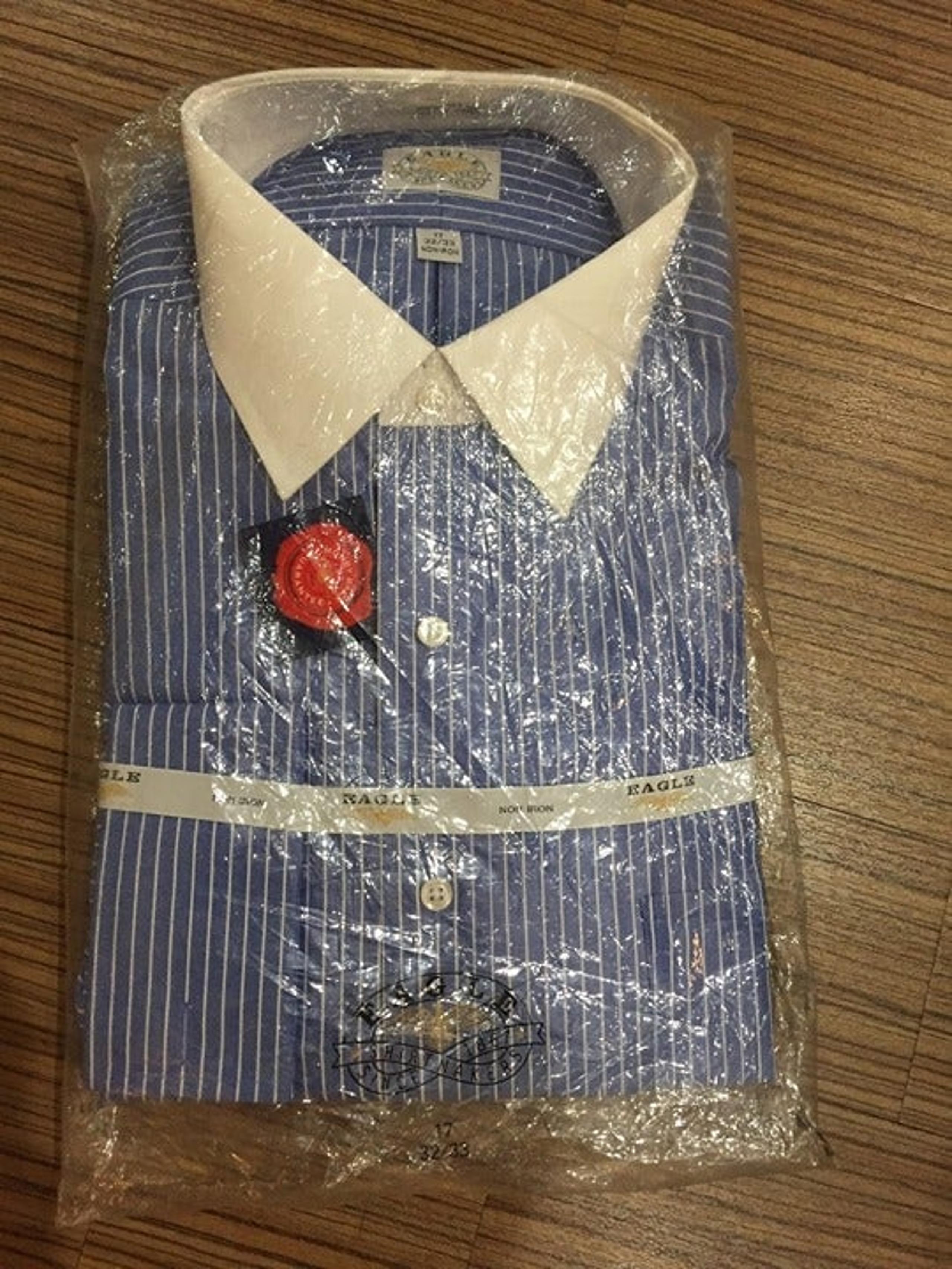 New Men's Macy's Eagle Long Sleeve collared button down dress shirt 17 32/3