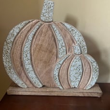 Fall Beaded 15 Extra Large Farmhouse Wood Pumpkin Decor-New
