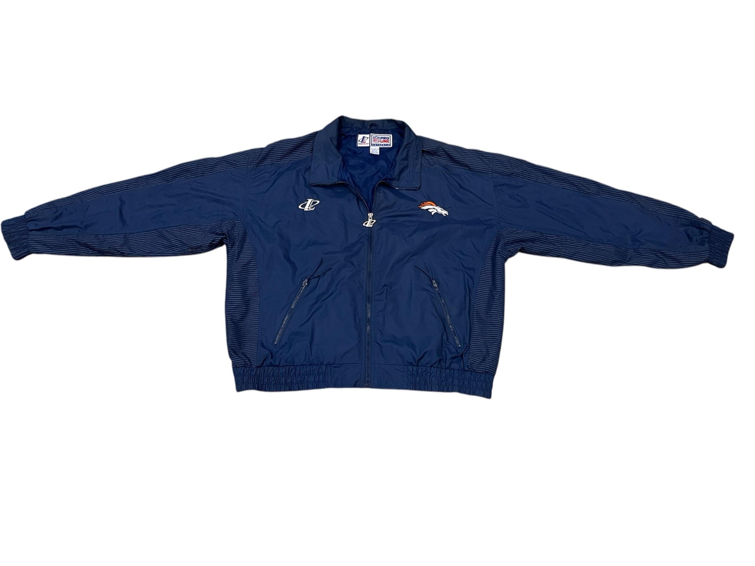 Denver Broncos Logo Athletic Pro Line Mens Large Blue Windbreaker Jacket 2XL