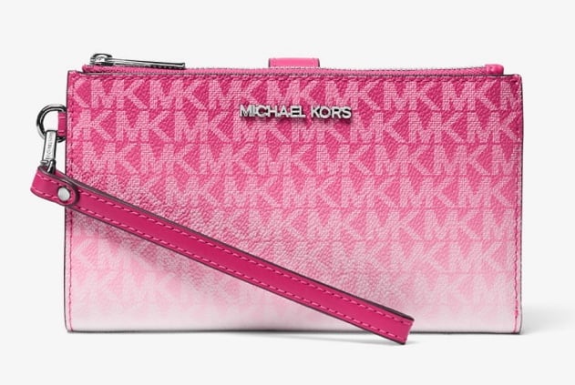 Michael Kors Jet Set Dragonfruit Ombré Signature Logo Wristlet Wallet Phone Case