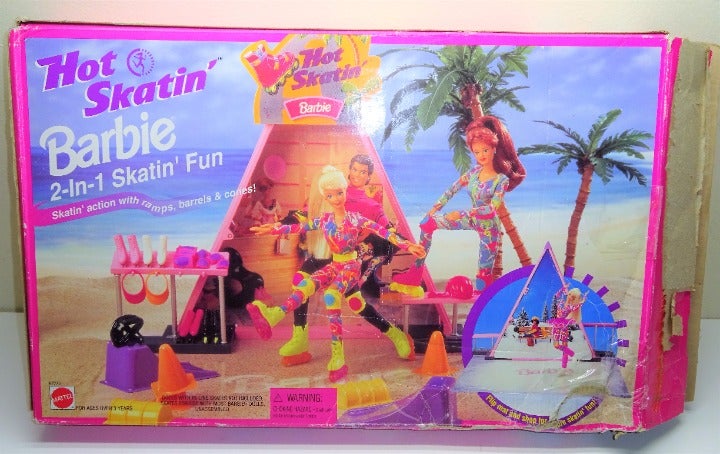 Vintage 1995 Barbie 2-in-1 Skatin Fun Playset by Mattel Box Damaged New Contents