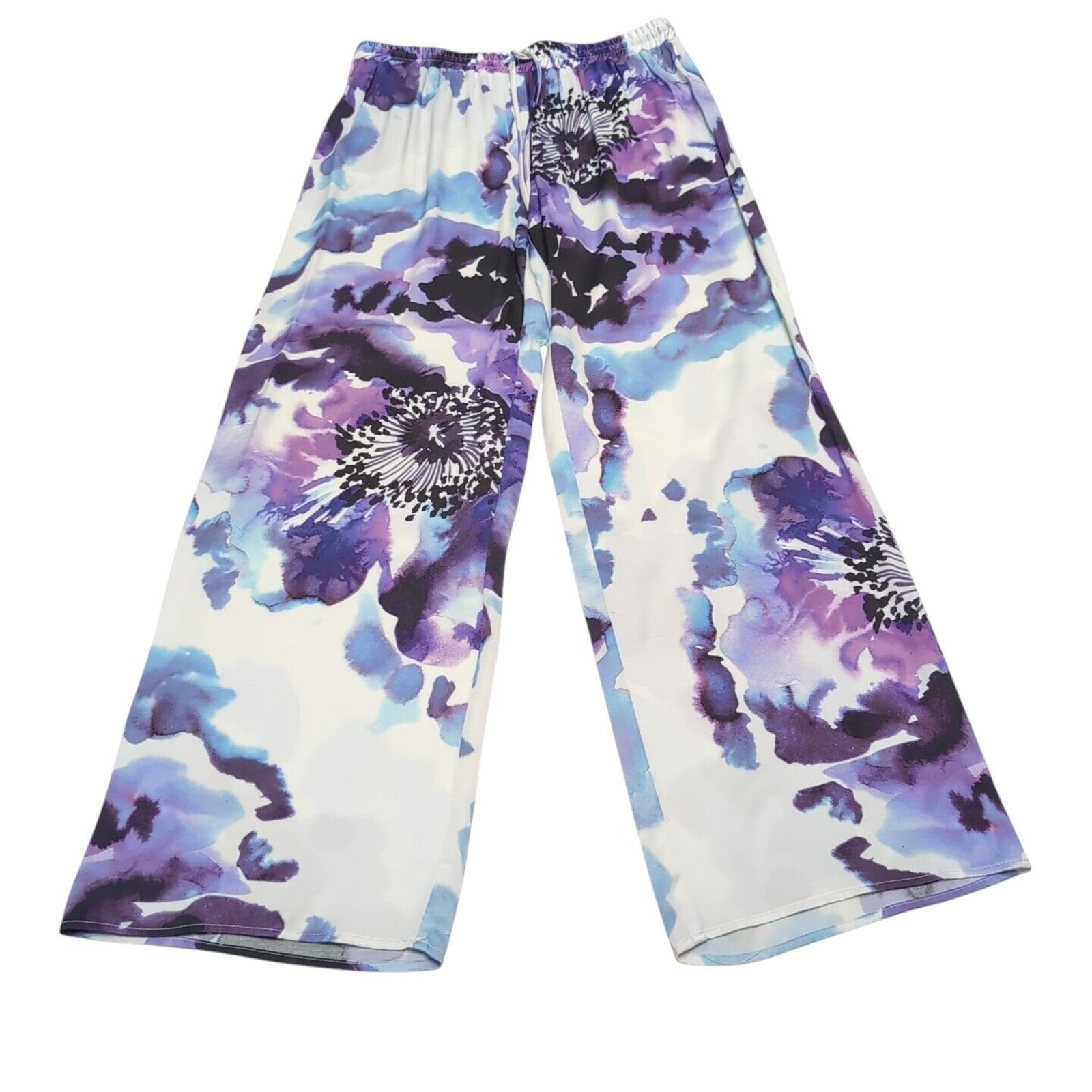 TRINA TURK Swim Coverup Pants Women's Size M White Floral Wide Leg Beach NEW NWT
