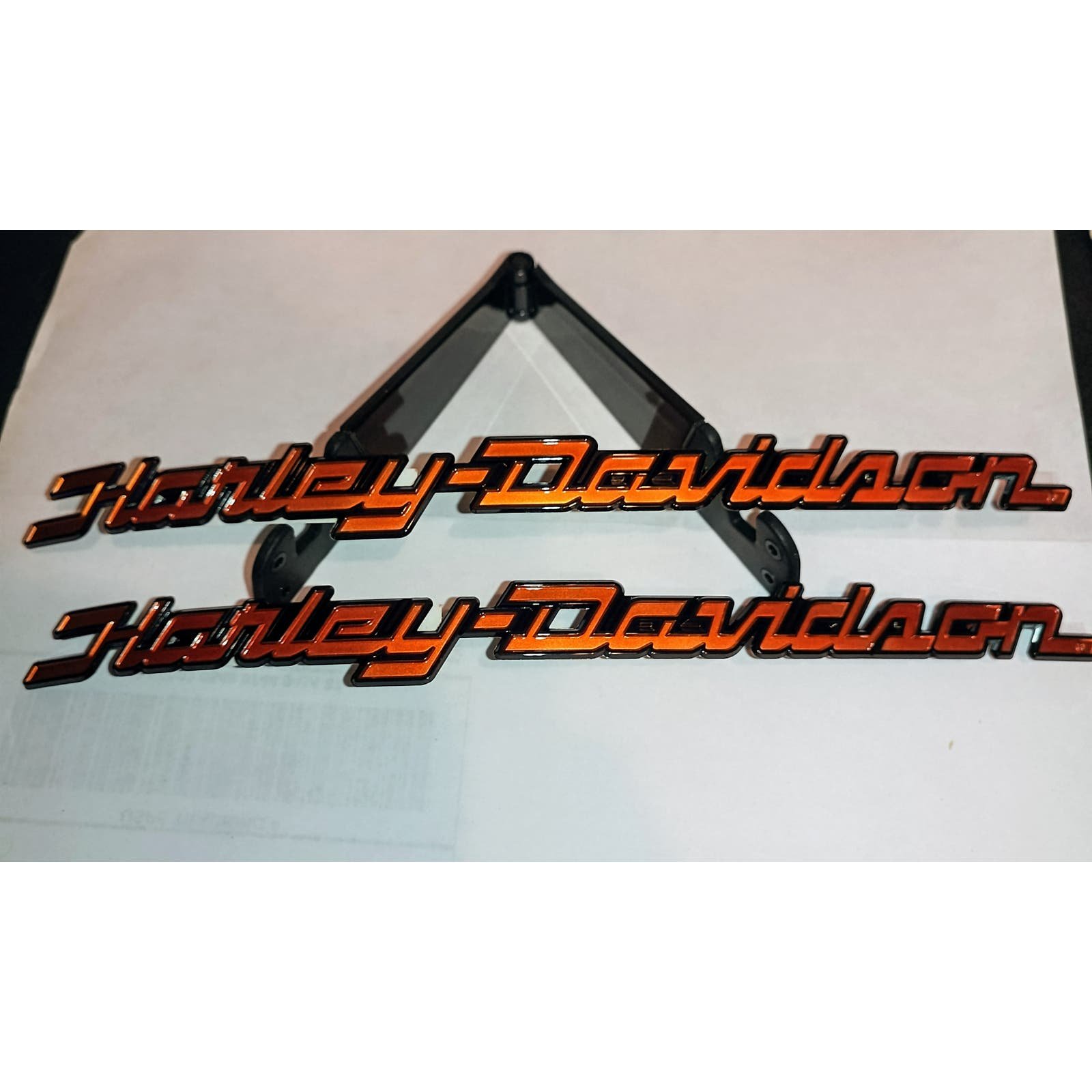 NEW!!OEM Harley Touring Street Glide Fuel tank Emblems Scorched Orange & Black
