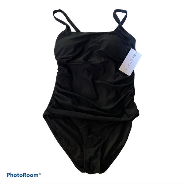 Athleta Square Neck One Piece Black NWT Small Petite