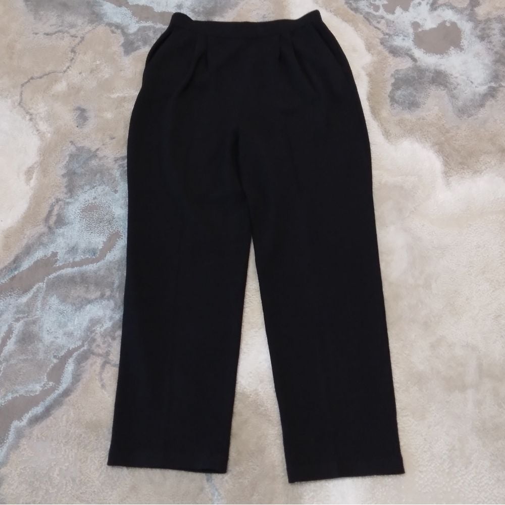 St. John Basics black knit front pleated trousers