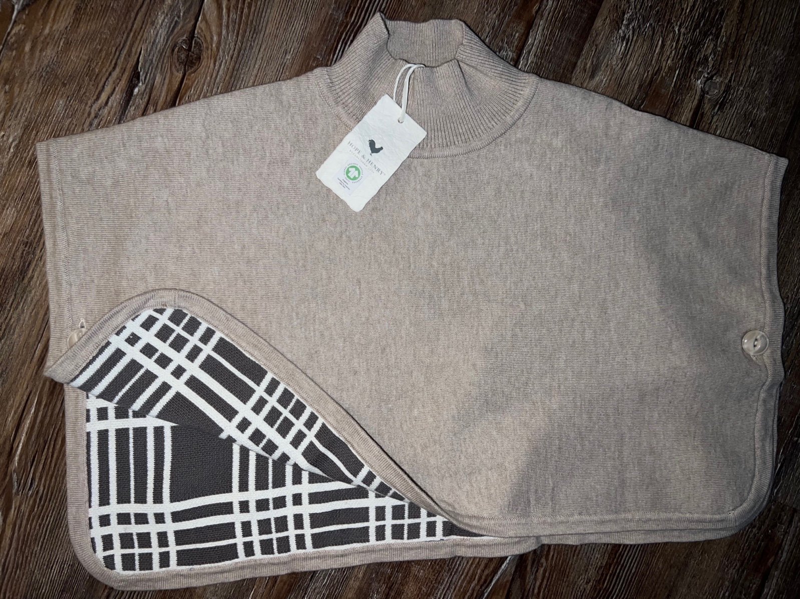 NWT Hope & Henry Girls organic cotton poncho 2-3