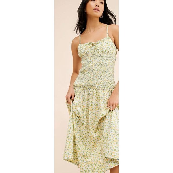 Free People Lavender Daze Dress in Green Combo Medium Floral Dainty Picnic NWOT