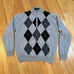 FootJoy Golf Mens Gray Wool Knit Argyle Half Zip Pullover Sweater Size L Lined