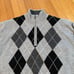 FootJoy Golf Mens Gray Wool Knit Argyle Half Zip Pullover Sweater Size L Lined