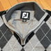 FootJoy Golf Mens Gray Wool Knit Argyle Half Zip Pullover Sweater Size L Lined