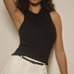 Anthropologie Halter Cowl-Neck Tank Top Ribbed in Black Size L