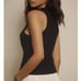 Anthropologie Halter Cowl-Neck Tank Top Ribbed in Black Size L