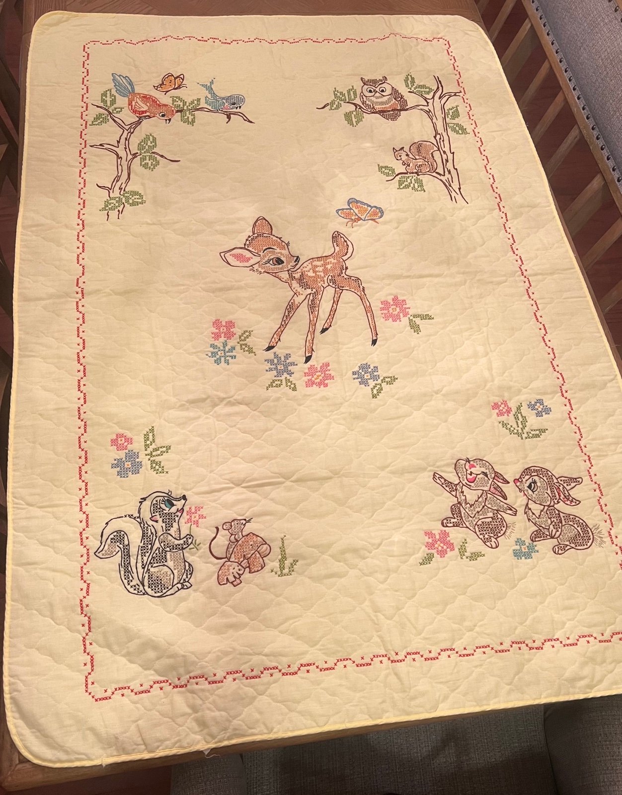 Vintage Disney Bambi Baby Blanket Handmade