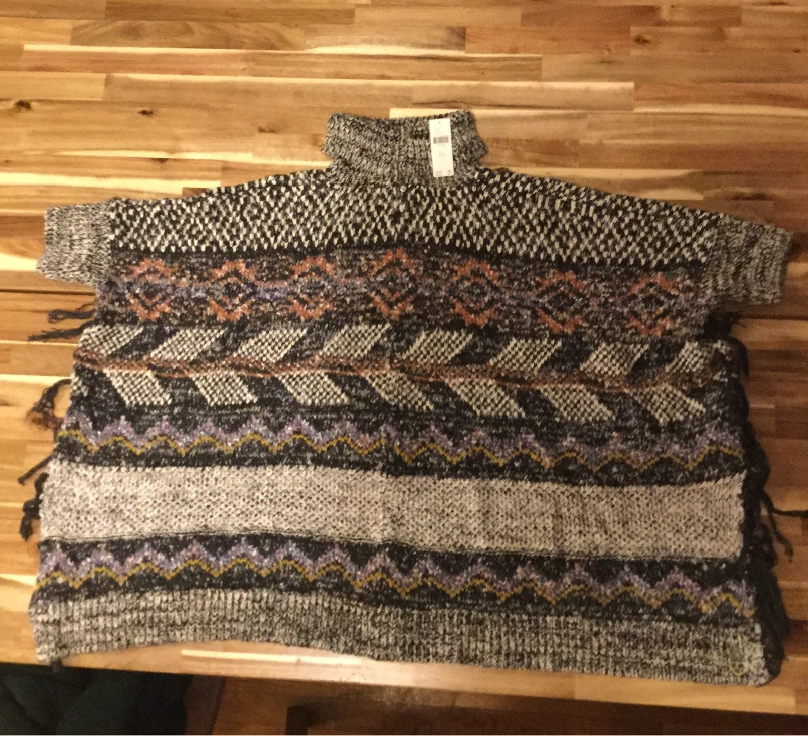 Anthropologie Elegant Textured Sleeved Pancho