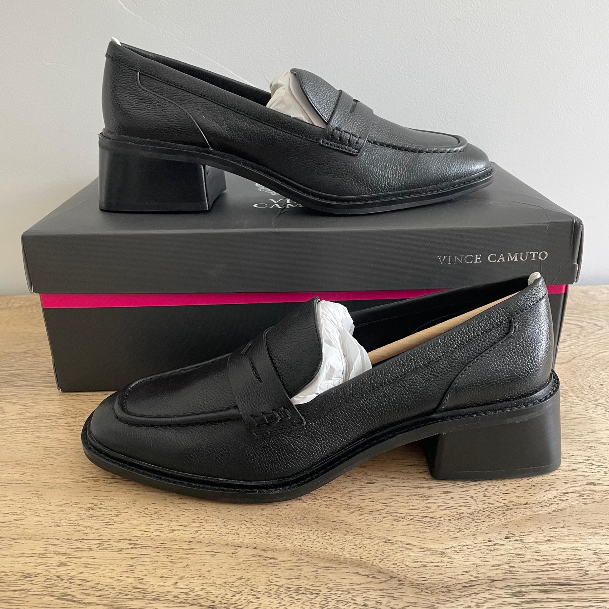 Vince Camuto Enachel Women’s Leather Loafer Size 7.5M Black Brand New In Box
