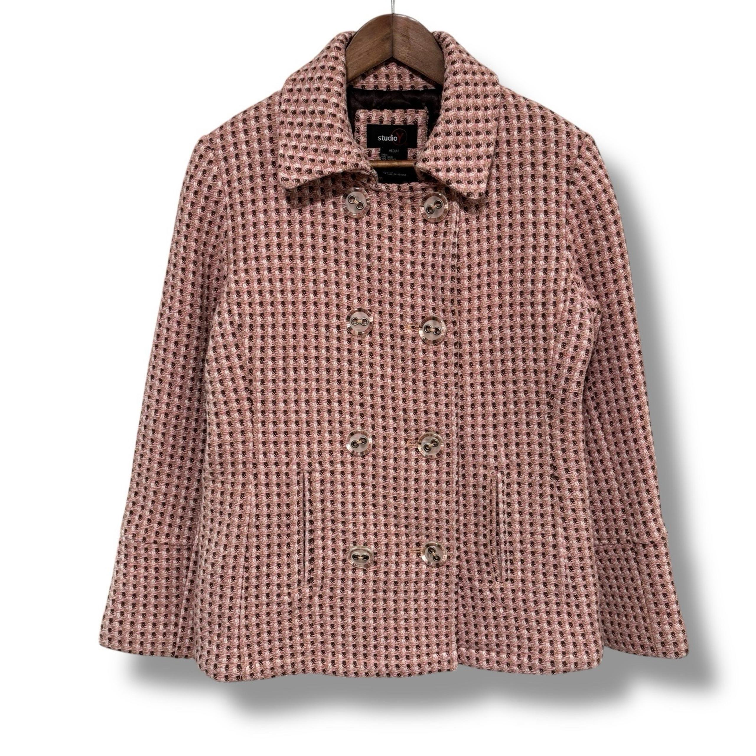 Studio Y Women's Wool Blend Tweed Blazer Coat Size Medium 19 x 27