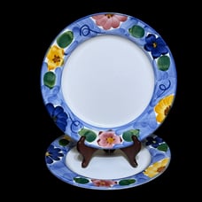 Set of 2 Himark “Indigo” 10 5/8” Dinner Plates Vintage