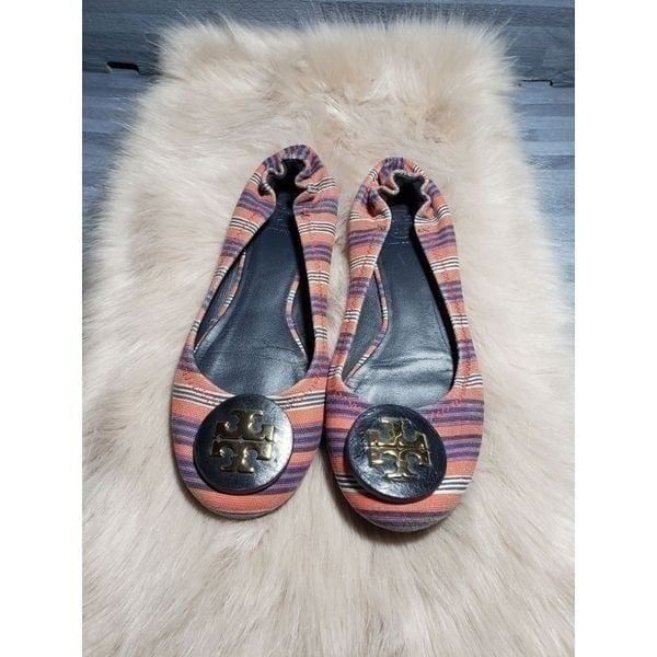 Tory Burch Riva Striped Flats