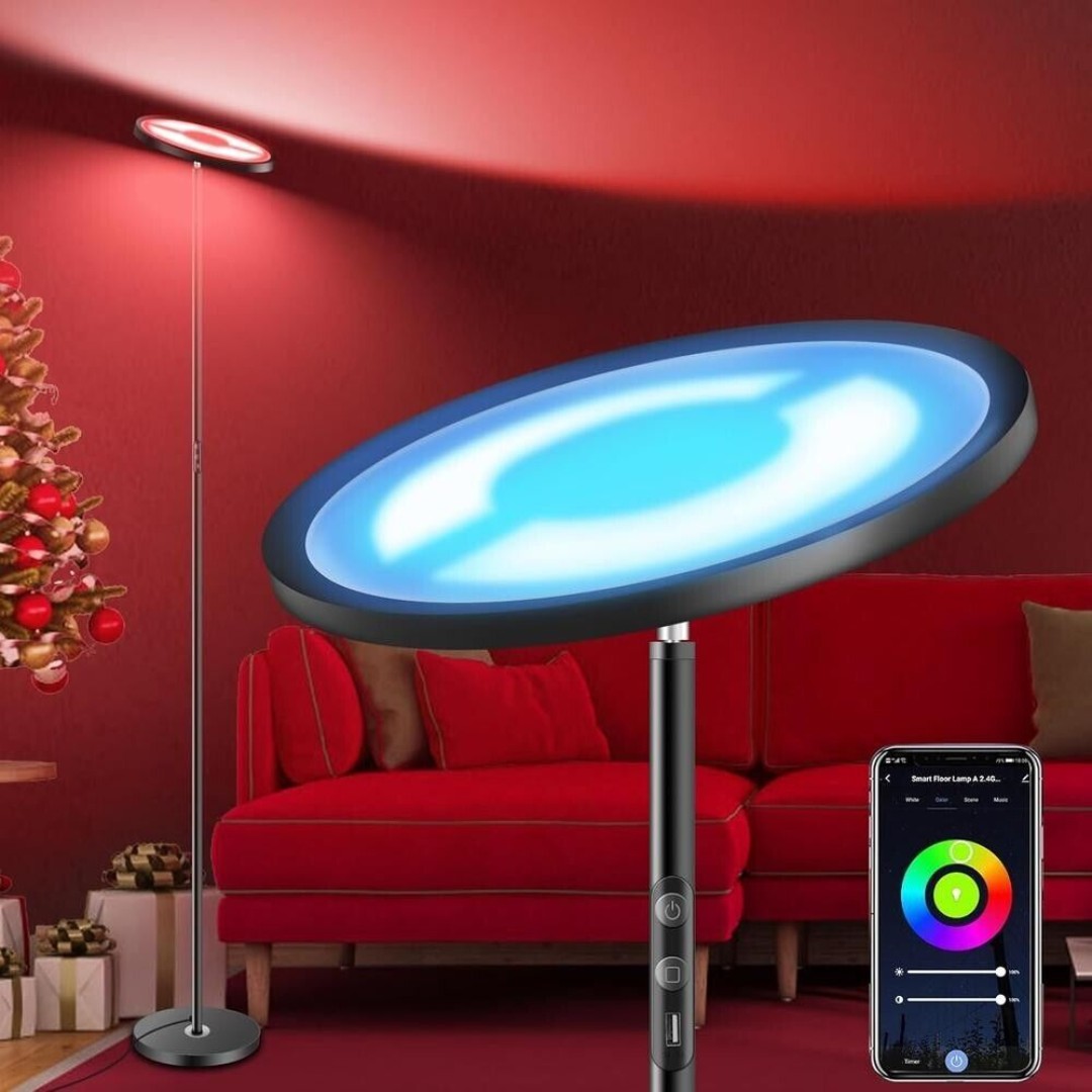 LOLpetik LED Smart Floor Lamp,16 Million RGBCW Color, Compatible with Alexa Goo