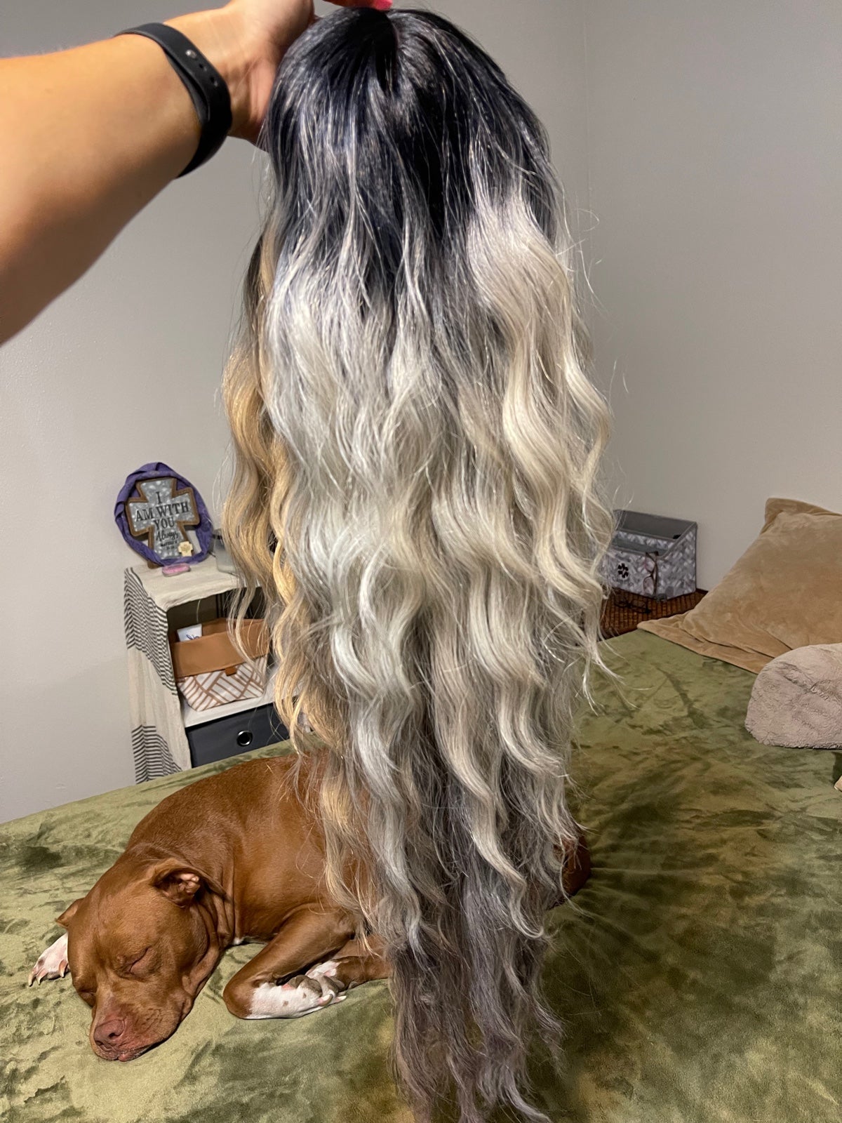 Silver ombré curly lace wig