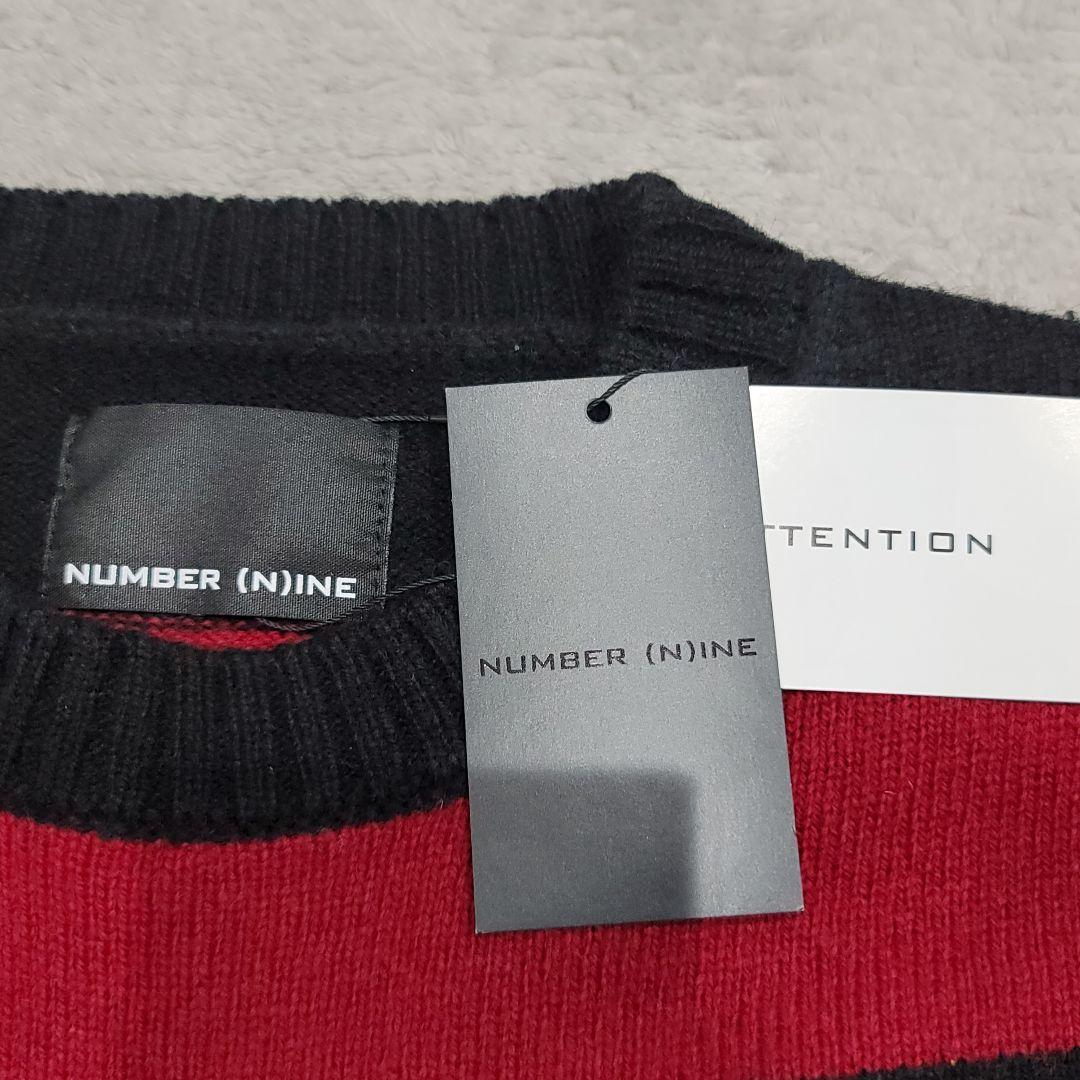 Unused】Number Nine Border Knit 3 Red Black Kurt Cobain Wool
