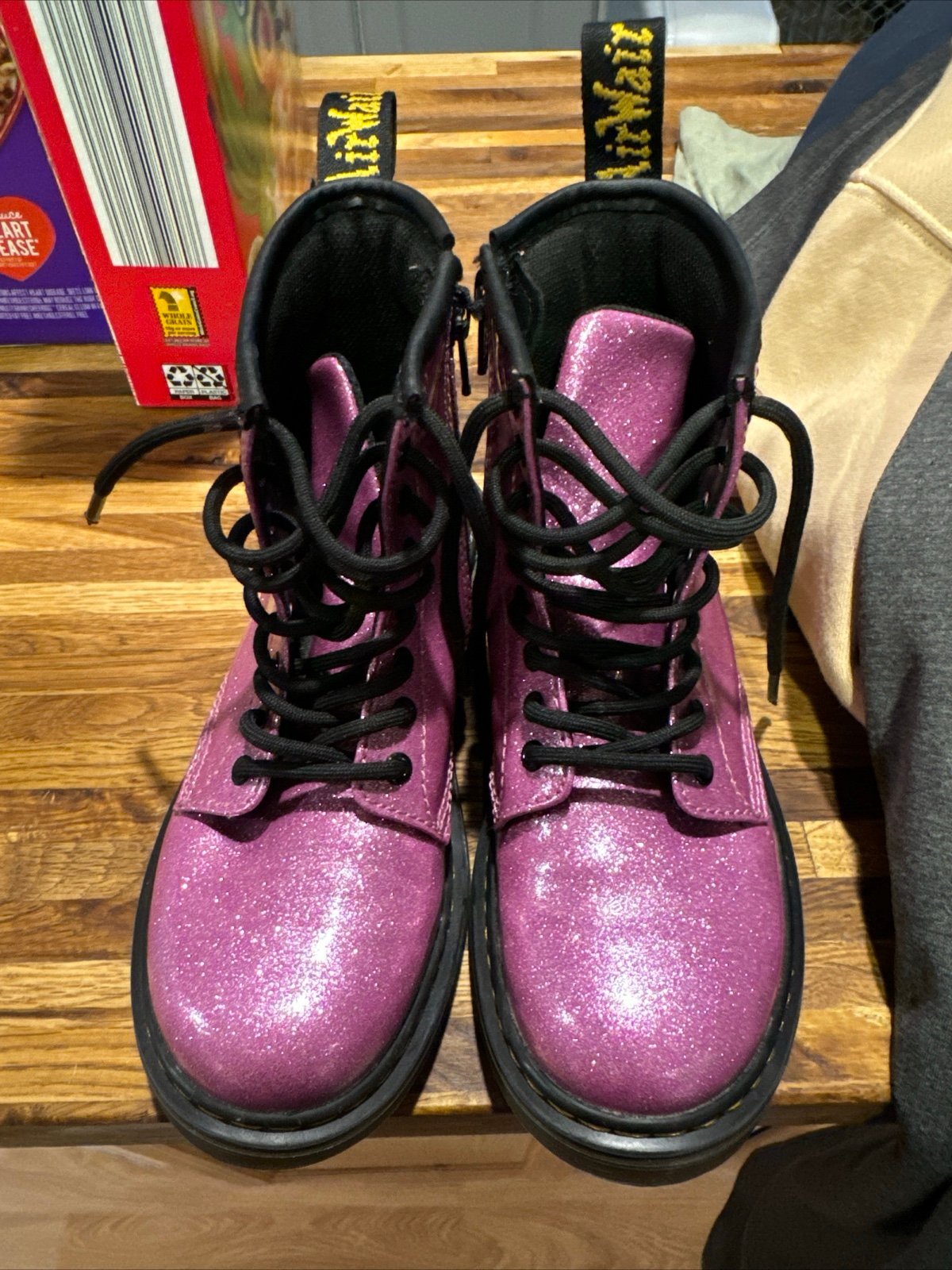 Doc Marten Air Walk Girls Size 1 Purple Glitter