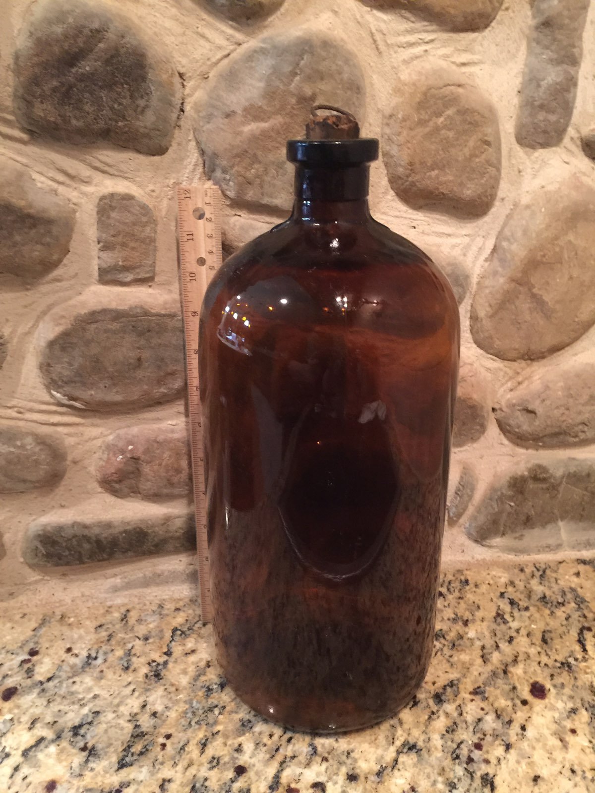 Vintage Glass Bottle Brown 14” Tall